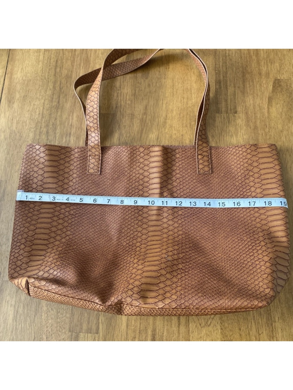 BLOOMINGDALES made exclusively for
Faux Snake-Embossed Tan Tote Bag - Picture 10 of 12